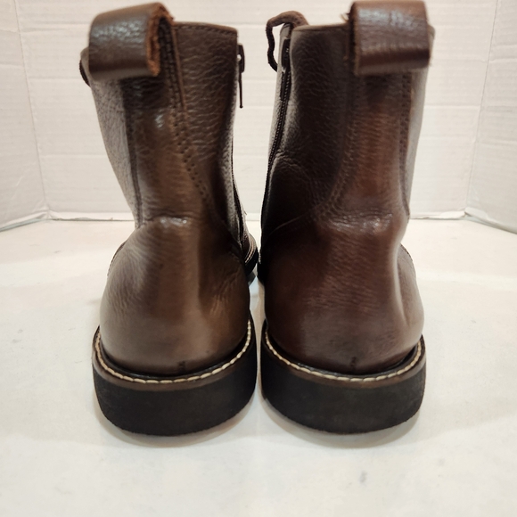 VTG Saks Fifth Avenue Side Zip Leather Ankle Boots Mens 9 M Brown Made In Brazil - Picture 3 of 9
